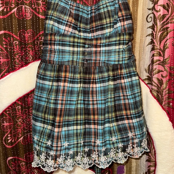 Papaya Tops - Y2K Papaya Multicolor Plaid Tank Top with Lace Trim